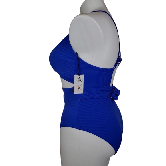 Shade & Shore | NWT Sapphire Blue Open Front One Piece Swim Suit Women's XL - Picture 4 of 9